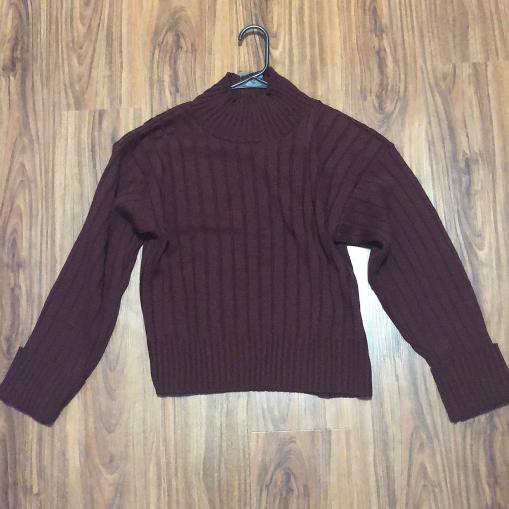 Wine knit high neck sweater